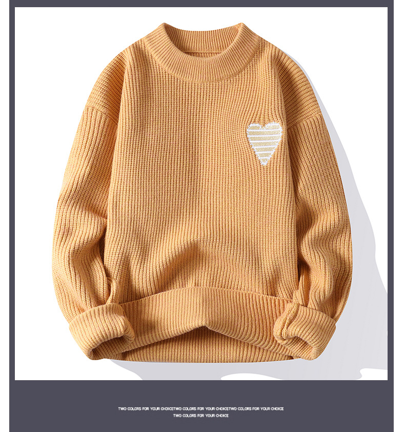 Men's Sweater Half High Collar Wool Pullover Casual Knit Jumper_voghion.com