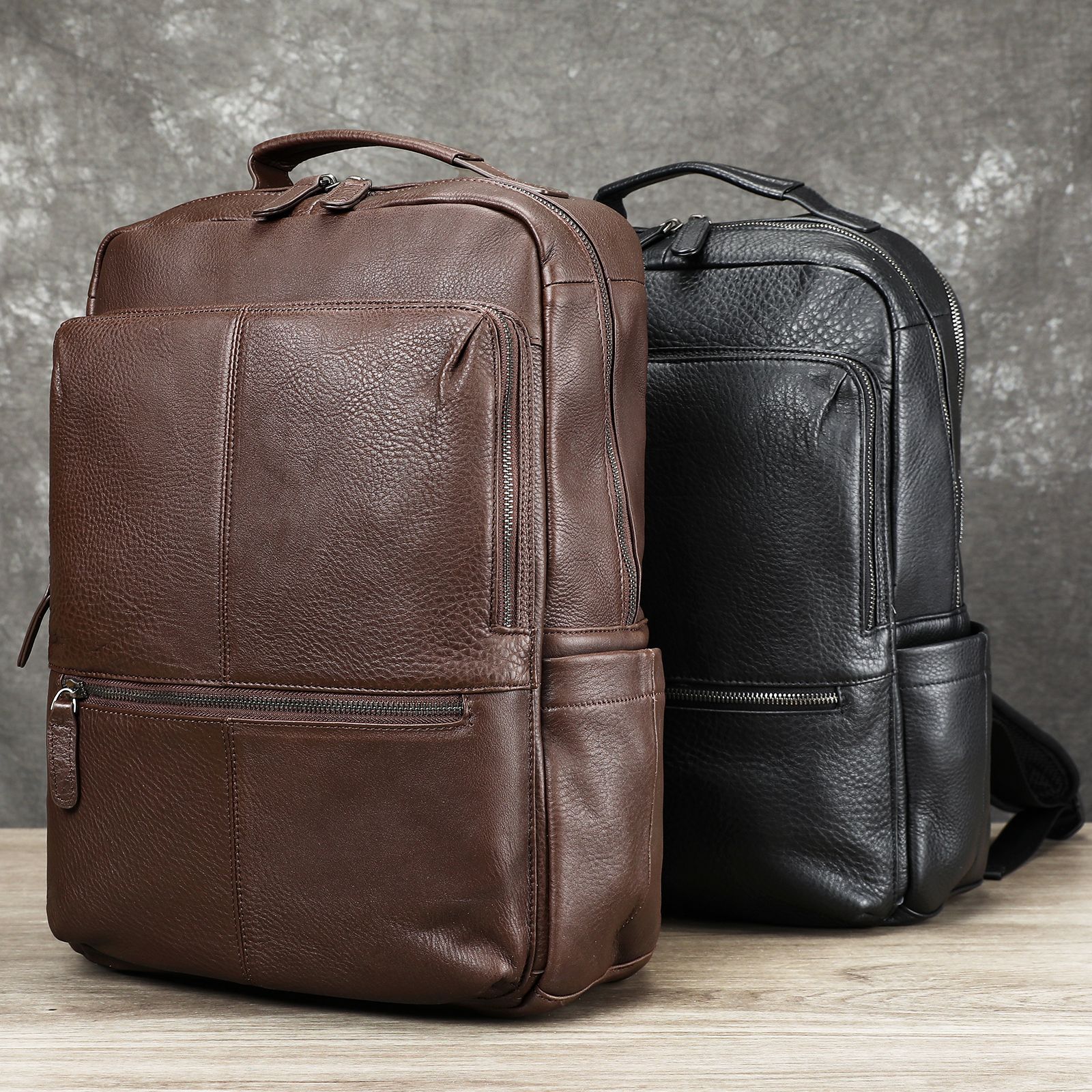 Hochwertiger Laptop-Rucksack aus echtem Leder mit großem Fassungsvermögen für Herren, ideal als lässige Reise-Schultertasche oder als stylischer Rucksack aus Rindsleder für Studenten._voghion.com