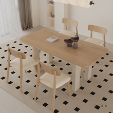 家居北欧实木奶油风餐桌椅组合家用餐厅厨房全实木吃饭桌子