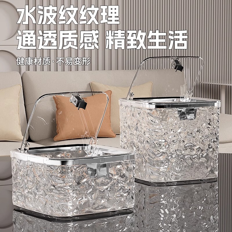 Desktop Trash Can Press Type with Lid New High Color Value Household Living Room Office Table Cosmetics Storage Bucket