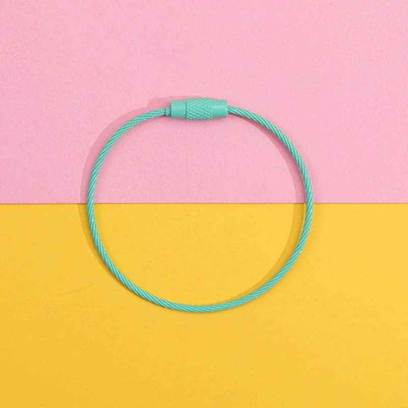Steel Wire Key Ring Cable, Stainless Steel Keychain Loop, Multi-Color DIY Accessory