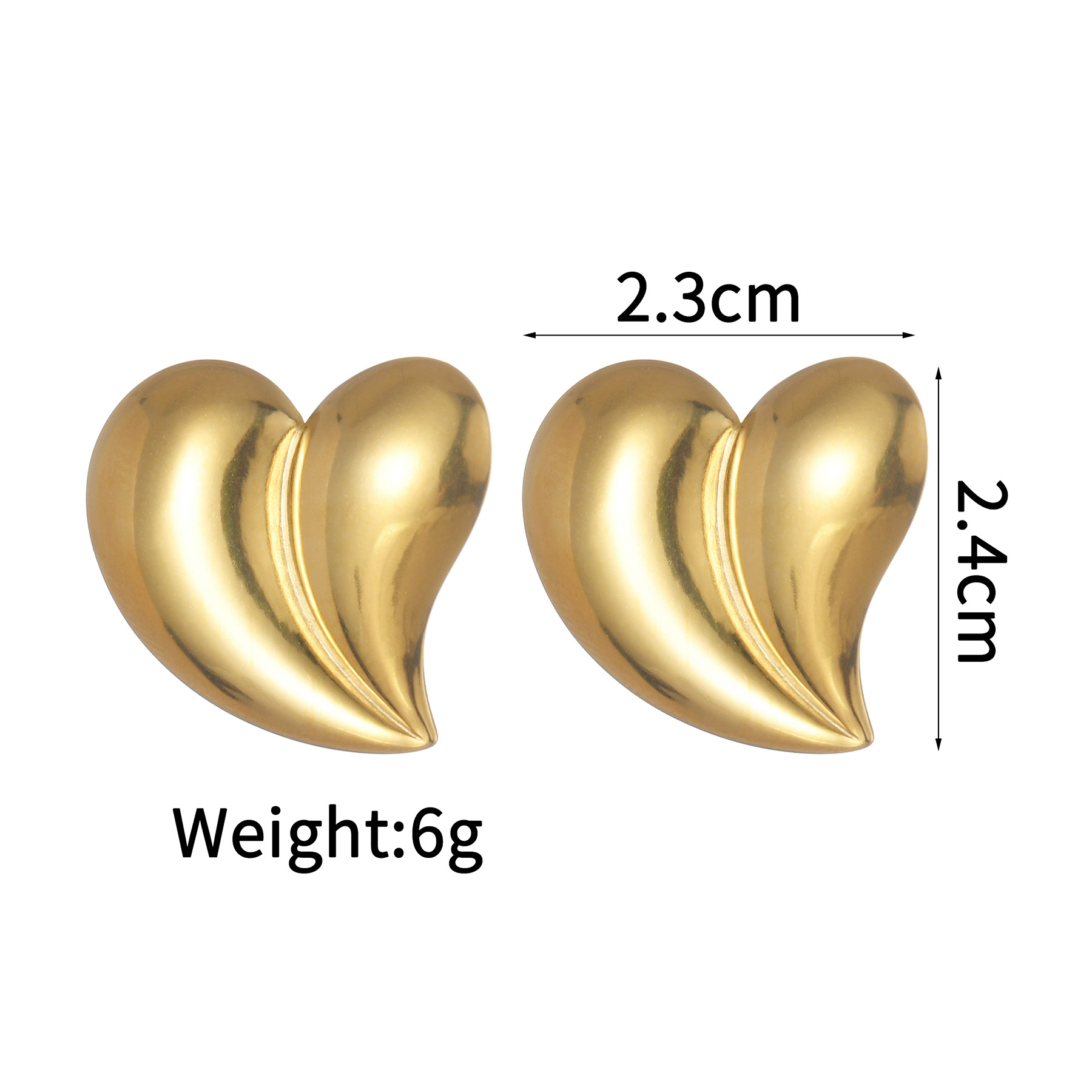 9g Weight PVD Coated Gold Plating Process 201 Stainless Steel Ear Needle Material 18K Real Gold Plated Plating Material Stone-Free Inlay Material Drop Earrings, Ear Studs Classification 1 Pair Quantity Daily Occasion 201 Stainless Steel Material Heart Shape Pattern Women's Gender Retro, IG Style Style Mixed Metal, Plating Craft 1 Pair IG Style Retro Heart Shape Mixed Metal Plating 304 Stainless Steel Drop Earrings Ear Studs 6