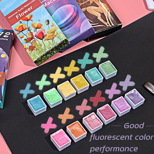 Xile 6 colors 12 colors solid watercolor pigment set nail art pigment pearlescent metal art pigment painting wholesale