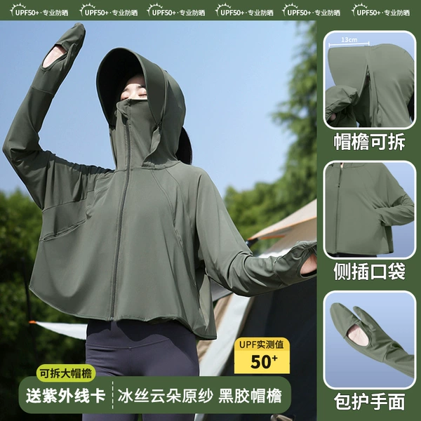 Fully covered fingertips - detachable brim - with pockets - Hucha Green