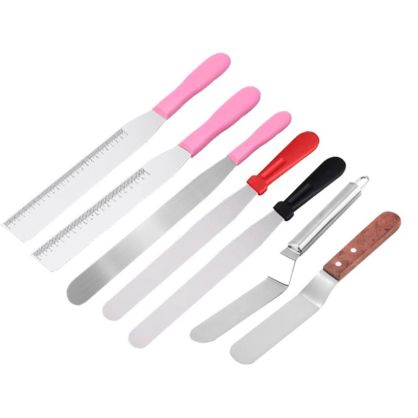 Нержавеющая сталь утолщенные весы торт прямой поцелуй пластиковая ручка шпатель крем для выпечки деревянная ручка шпатель