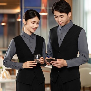 Vest Shirt Fake Two-piece Set Men's and Women's Long-sleeved Shirt Bar KTV Attendant Work Clothes Short-sleeved Printable Embroidered Character