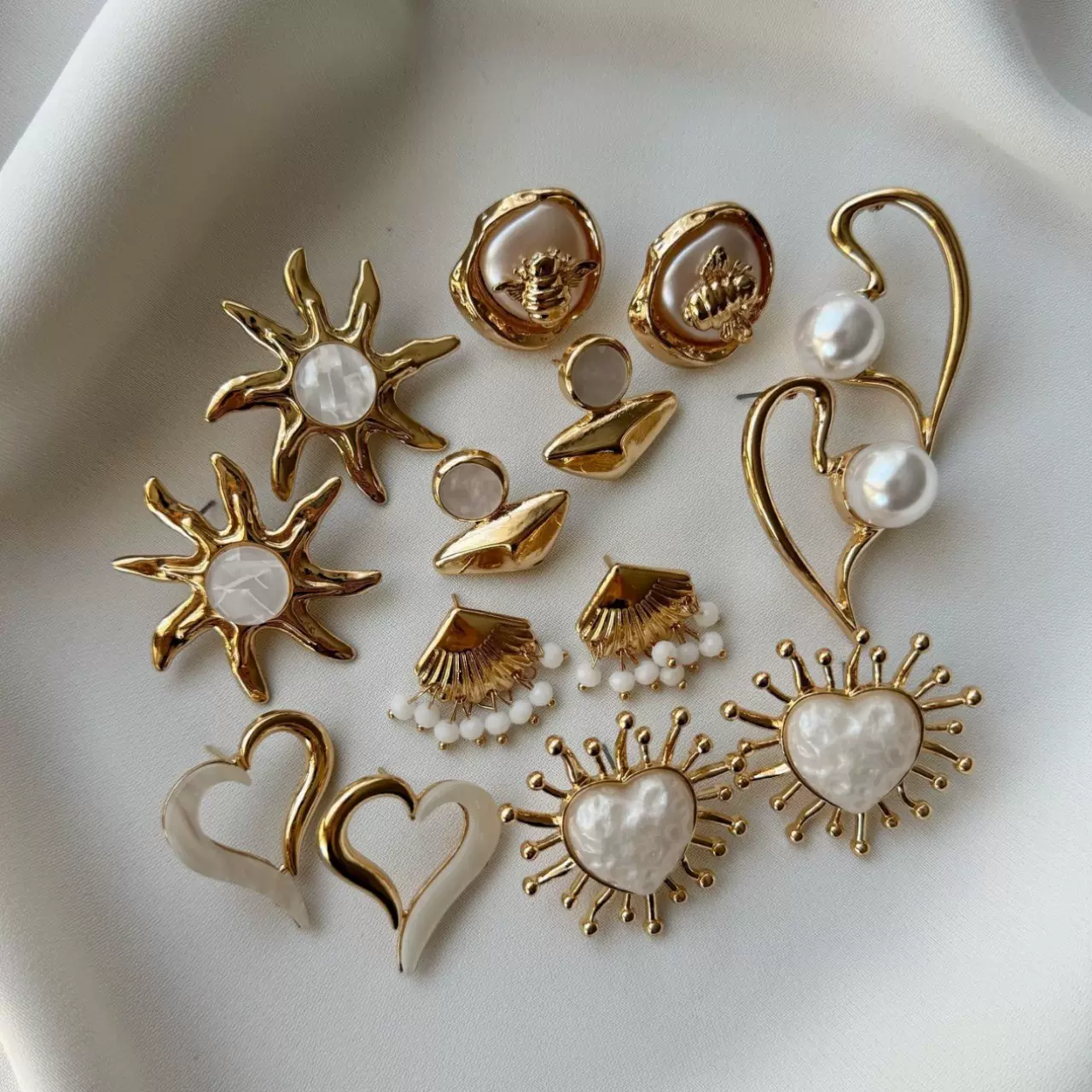 欧美跨境复古太阳花不规则耳环轻奢高级感爱心几何流苏时尚耳饰品