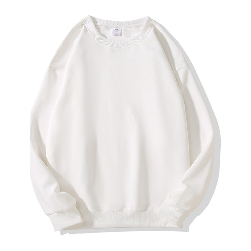 Hua algodón tejido liso de doble cara, hombros cómodos, cuello redondo, suéter de manga larga, camisa publicitaria, ropa de trabajo grupal, logotipo personalizado