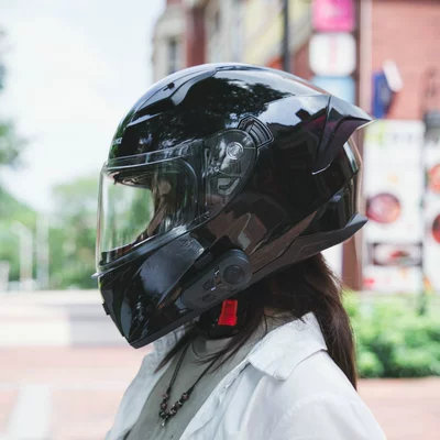 Motosiklet kaskı (dəbilqə) – Cute Full-Face Helmets for Couples Cat - glossy-black-clear-lenses-m