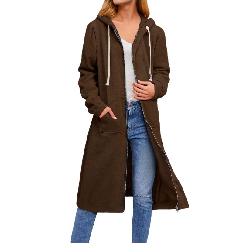 2022 europeo y americano amazon estación independiente otoño e invierno transfronterizo abrigo cálido cremallera suelta abrigo largo con capucha ropa de mujer