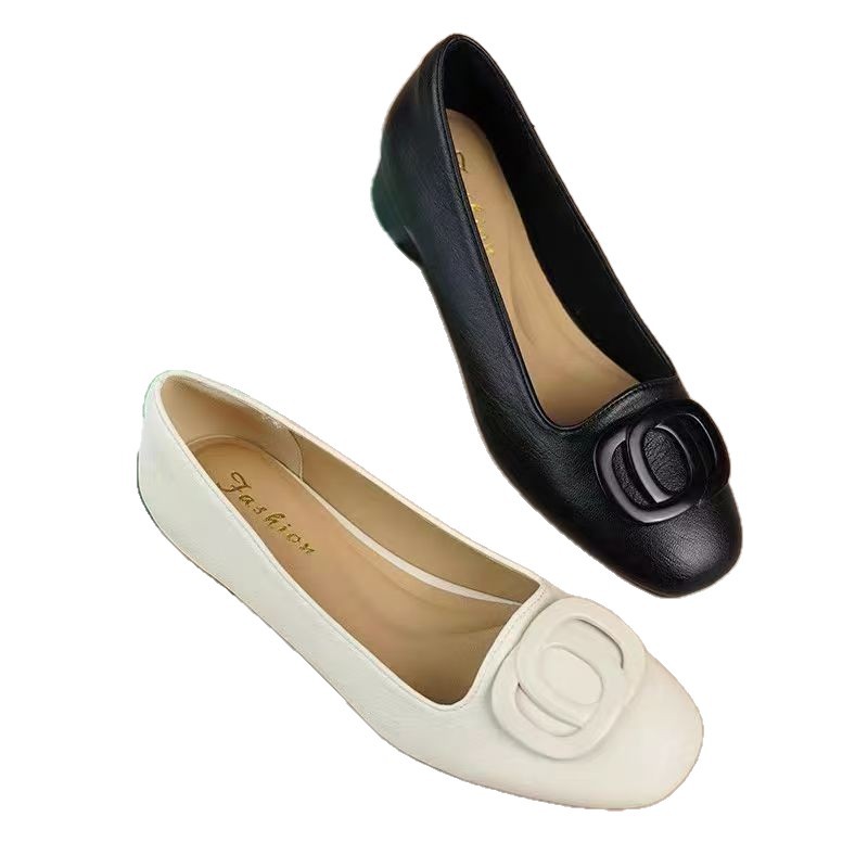 2026 primavera nueva variedad de zapatos Bean, zapatos de cuero suave, zapatos de cuero suave de suela plana, zapatos de cuero suave cuadrados, zapatos simples