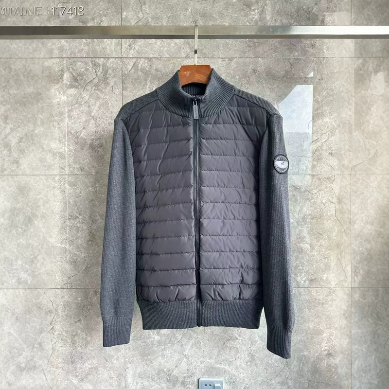 2026 Winter New Lightweight Down Jacket Knitwear Men's Full-Zip Patchwork Jacket Canadian Style Coat 2026 Winter New Lightweight Down Jacket Knitwear Men's Full-Zip Patchwork Jacket Canadian Style Coat