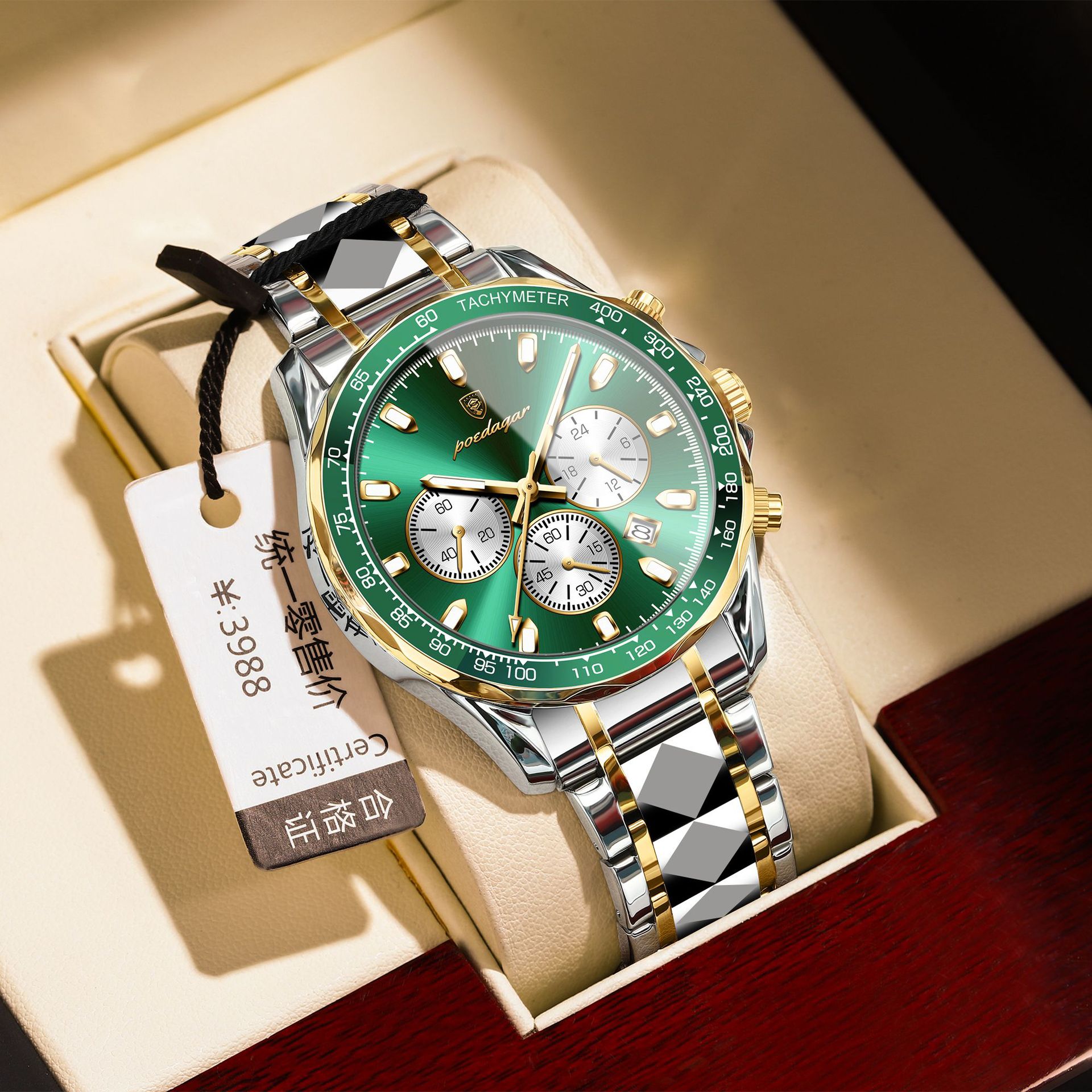 Marca suiza multifuncional reloj de hombre acero correa de cuarzo luminoso reloj de pulsera de comercio exterior en vivo una explosión