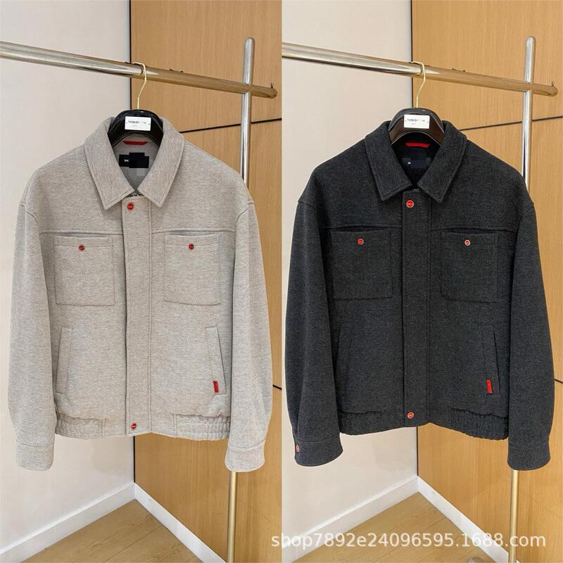 Italian Men's Clothing 25 Autumn and Winter New Fashion Casual Simple Lapel Jacket Men's Old Money Style Woolen Jacket