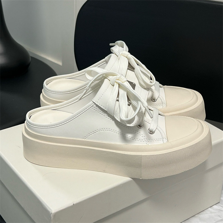 Half Drag 2024 Sommer Neue dicke Unterseite Baotou Mode Oberbekleidung Casual weiße Schuhe_voghion.com