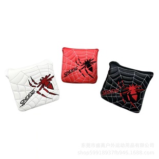 Golf Spider Embroidered Putter Head Cover One-line Putter Cap Cover Square Single-ear Ball Head with Magnet Protective Cover