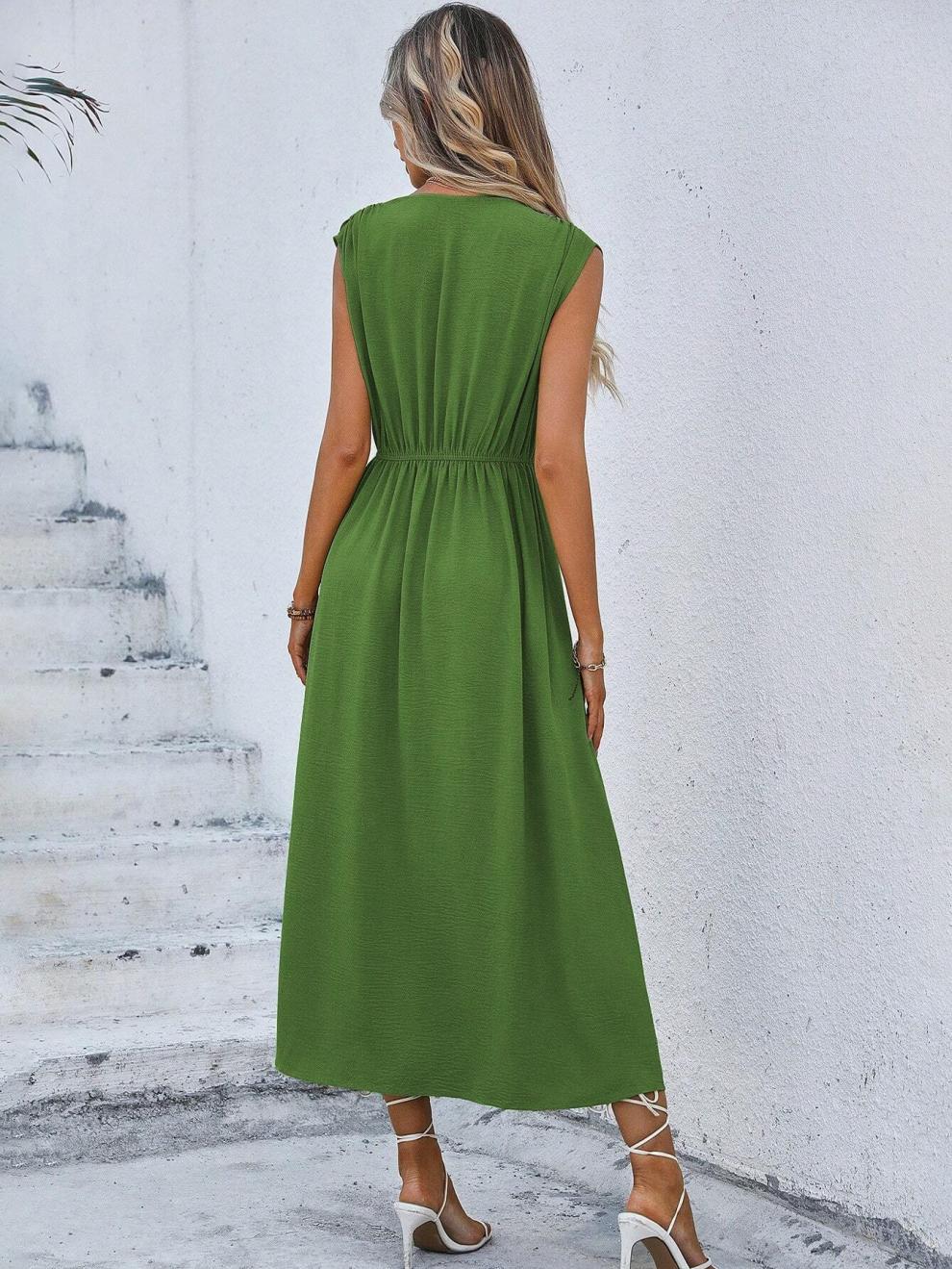 327g Weight Midi Dress Dress Length Type Sleeveless Sleeve Length Sheath Dress Dresses Type Sleeveless Sleeve Type Polyester Fabric Type Elastic Waist Waist Line Holiday Occasion Round Neck Neckline Regular Fit Fit Type Solid Color Pattern Summer Season Women's Gender Streetwear Style Wholesale Women's Streetwear Solid Color Holiday Round Neck Sleeveless Sheath Dress 26