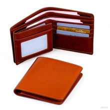 现货头层牛皮真皮钱包男士高级感短款三折皮夹复古高级大容量卡包