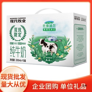 Modern Pastoral Double Excellence Limited Edition Pure Milk 200ml*10 Boxes Full Box Whole Milk Wholesale Children's Breakfast Milk