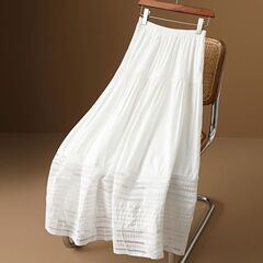 フレンチホワイトスカート女性のための秋2025新しいデザインニッチレースエッジハイウエストAラインスカート