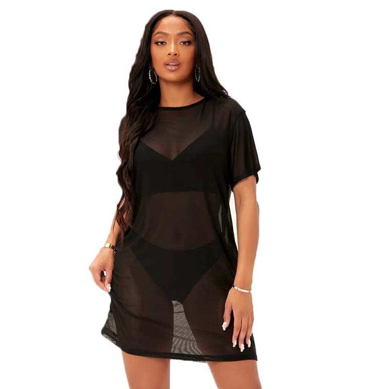 Sexy Solid Color See-through Black Hollow Women's Dress display picture 3