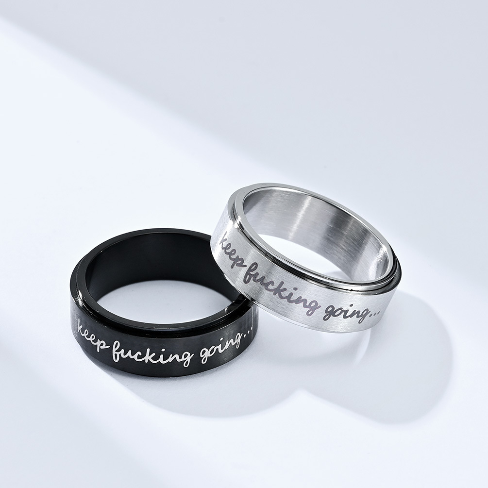 Simple Style Letter Titanium Steel Polishing Rings 1 Piece