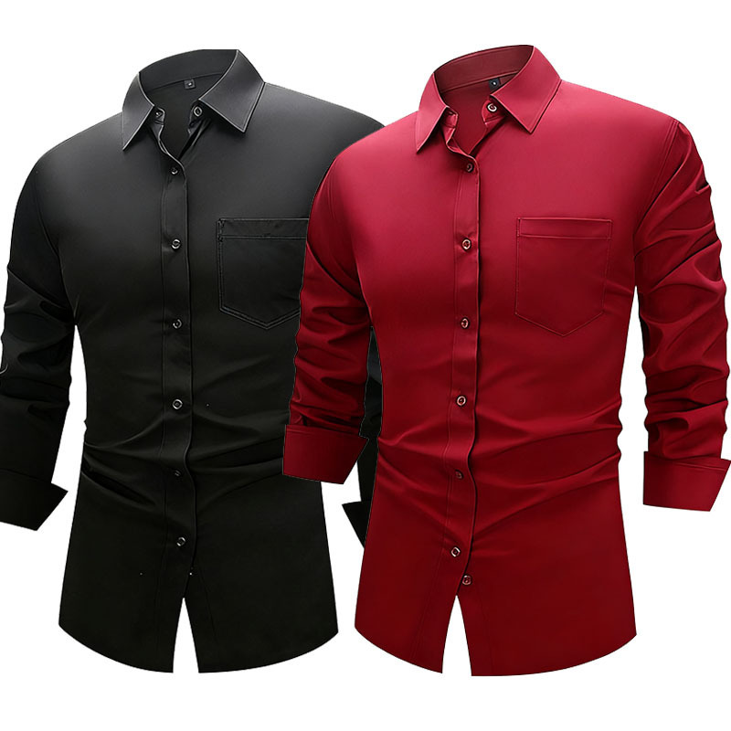 Amazon's New Spring and Summer Elastic Us Size Shirt Men's Long-Sleeved Business Casual Office Formal Thin Shirt Autumn
