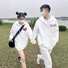 不一样的开衫情侣装卫衣春秋冬季2025新款高级感连帽外套加绒上衣