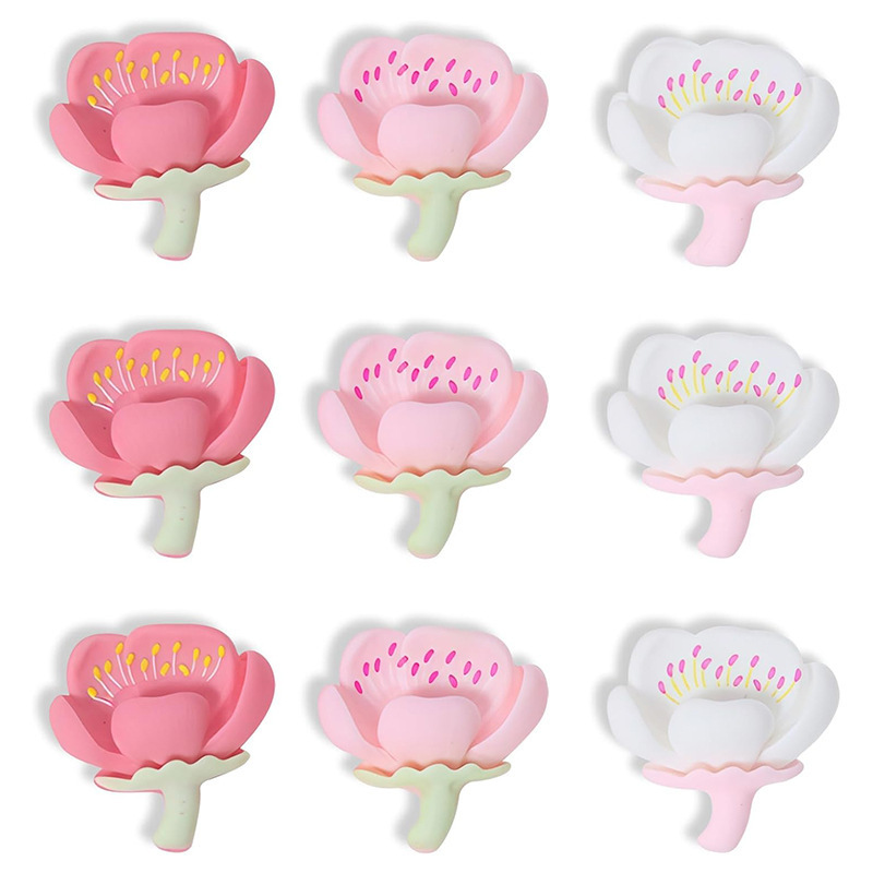 Cross-border simulated three-dimensional flower refrigerator magnet, colorful peach blossom resin DIY creative magnetic sticker
