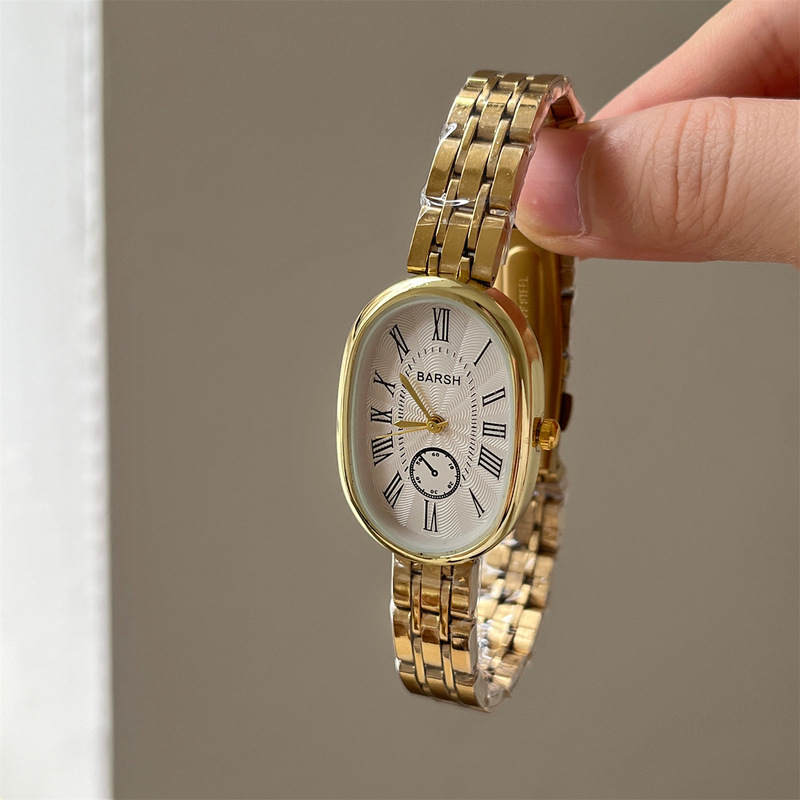Manufacturer Wholesale Steel Band Watch Popular Oval Roman Scale Quartz Watch Foreign Trade Wholesale Small Gold Light Luxury Women's Watch Manufacturer Wholesale Steel Band Watch Popular Oval Roman Scale Quartz Watch Foreign Trade Wholesale Small Gold Light Luxury Women's Watch