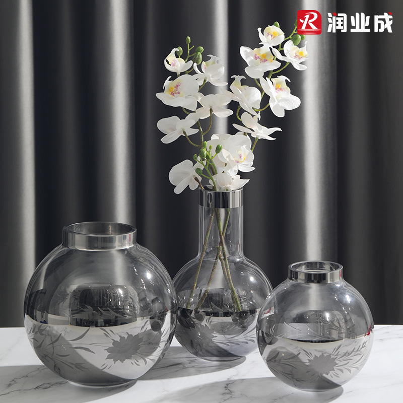 Round glass vase Porch Porch Chinese -style vase Langling Living…