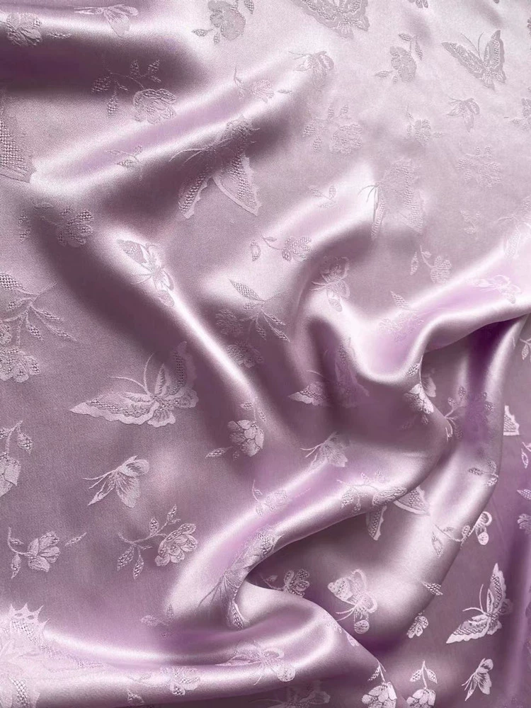 wholesale silk floral silk hollow jacquard fabric thickened silk floral silk woven floral silk