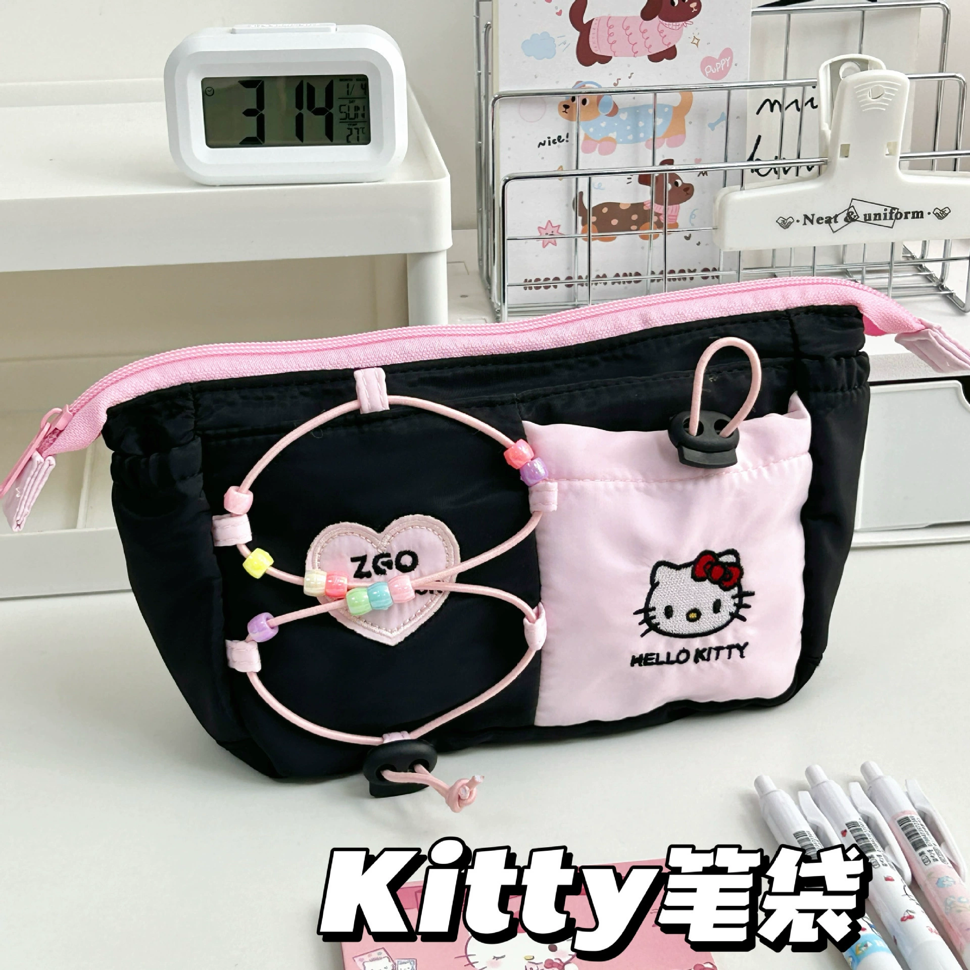 Санрио, Hello Kitty, вместительный пенал бренда, косметичка, мешок на шнурке