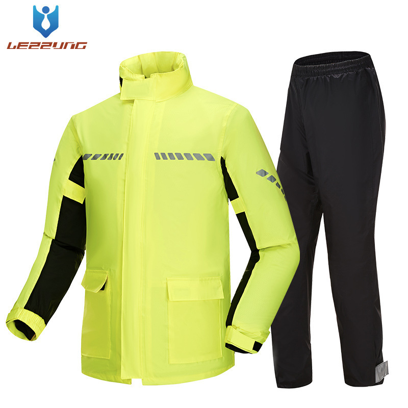 Reflective Raincoat Rain Pants Set Men's Motorcycle Riding Waterproof Long Full Body Rainproof Rain Suit Outdoor Fishing