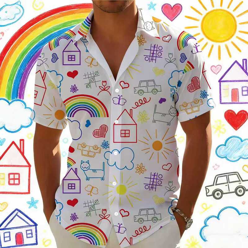Y2 2025 Cross-Border New Style 3D Printed Fashionable Floral Men's Short-Sleeved Shirt 100% Polyester Factory Direct Sale