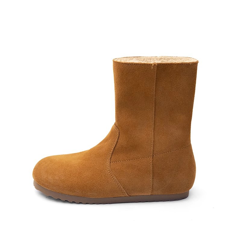 Dos botas de nieve para mujeres botas cortas de invierno nuevas botas de cuero Burken zapatos de algodón caliente para mujeres zapatos de cordero