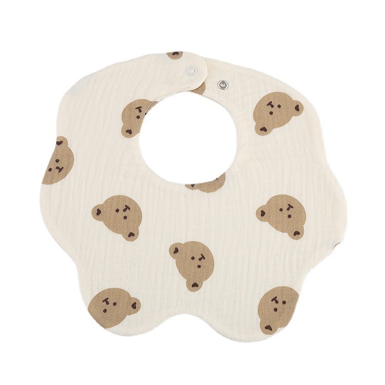 Toalla de saliva para bebé 6 capas de gasa de algodón grueso babero de bebé de 360 grados con impresión de dibujos animados babero para bebé