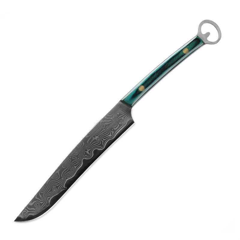 Иностранная торговля Damascus Multi -Steel Multi -Fruit Knife Handmade Handmade Handmade 67 Острый боевой нож с рукоятью
