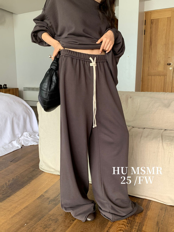 广州十三行HUMSMR爆款极简松紧腰抽绳贴标时尚休闲裤L1533|undefined