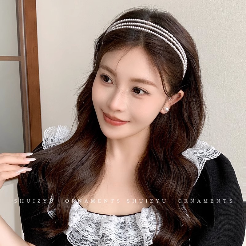 Diadema de perlas para mujer, accesorio para el cabello de alta gama, nueva horquilla popular de 2025, diadema sencilla estilo Hepburn, tocado.