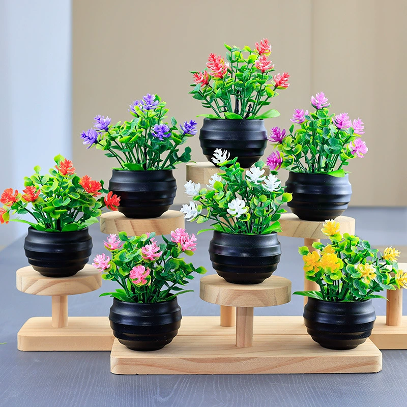 Имитация искусственных цветов, горшечные растения с листьями эвкалипта, искусственные цветочные украшения, пластиковые искусственные цветы, имитация зеленых растений, бонсай, трансграничные поставки