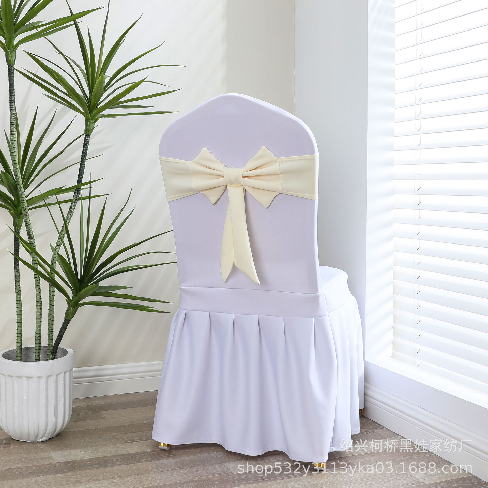 No-tie elastic chair back decoration wedding hotel chair cover bow banquet chair cover elastic chair back flower strap