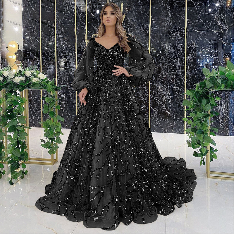 Vestido de Noche Largo de Lujo con Cuentas Doradas, Estilo Nuevo Transfronterizo 2025, Sexy, con Aura de Socialité, Modelo SM7109 image 11