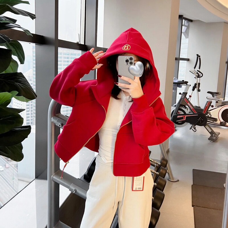 Lulu Embroidered Original Label Scuba Sweatshirt Loose Full-Zip Hooded Yoga Sports Fleece Warm Jacket Top Lulu Embroidered Original Label Scuba Sweatshirt Loose Full-Zip Hooded Yoga Sports Fleece Warm Jacket Top