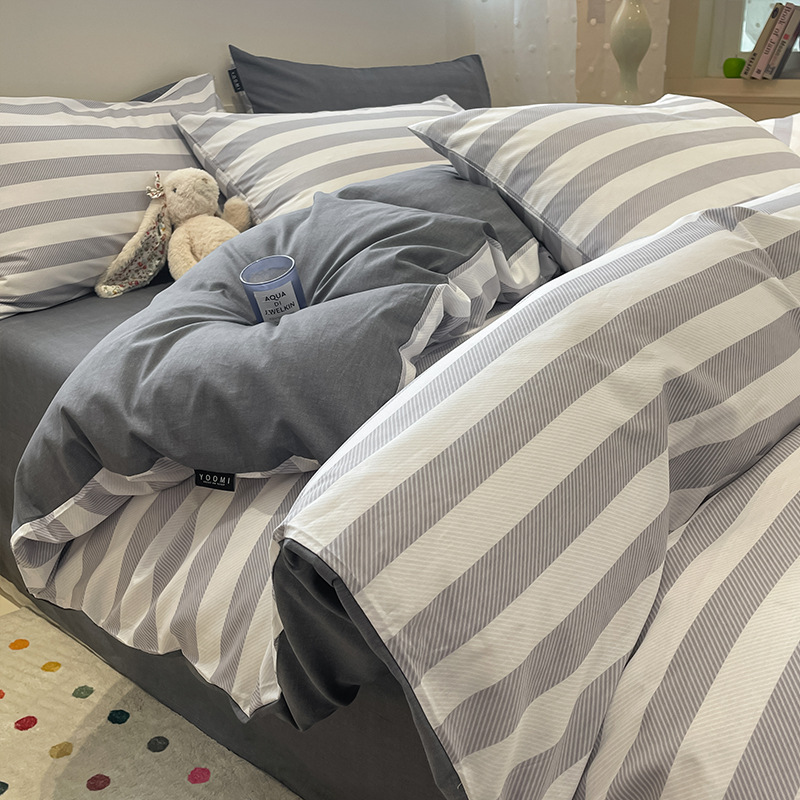 Algodón simple de cuatro piezas de algodón 2025, nueva sábanas cubiertas de ropa de cama dormitorio tres piezas