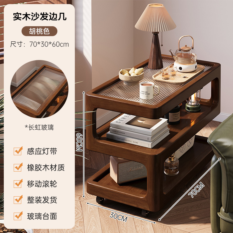 Sofá de madera maciza móvil gabinete lateral sala de estar estilo medieval mesa de té doméstica dormitorio creativo alternativa de mesilla de cama