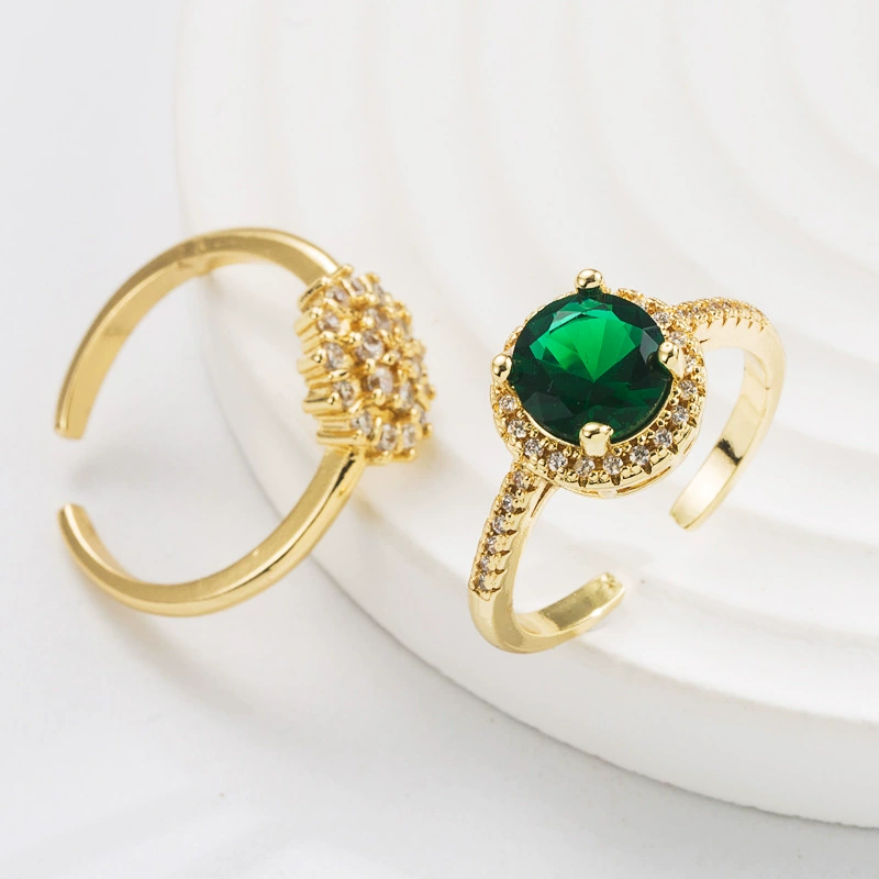 Trend copper fashionable universal zirconium, ring with stone, European style, light luxury style