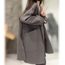 大码胖斤秋季新款外套宽松韩版中长款开衫大衣百搭风衣气质
