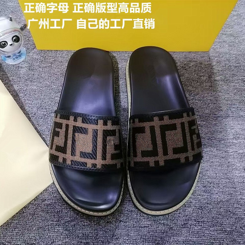 Fd Letter Monogram Thick-Soled Slide Sandals for Men, Summer Cambodia Phnom Penh Vietnam Singapore Trendy Brand Sandals
