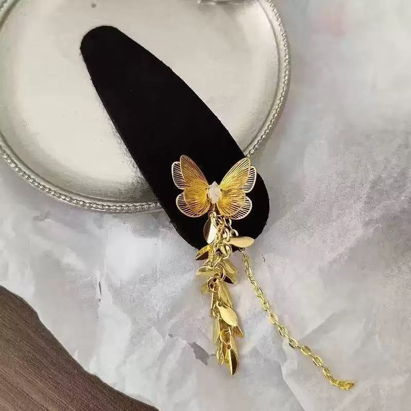 璀璨星河~黑曜石闪钻名族风铃铛流苏发夹女感甜美前额侧边夹包邮|undefined